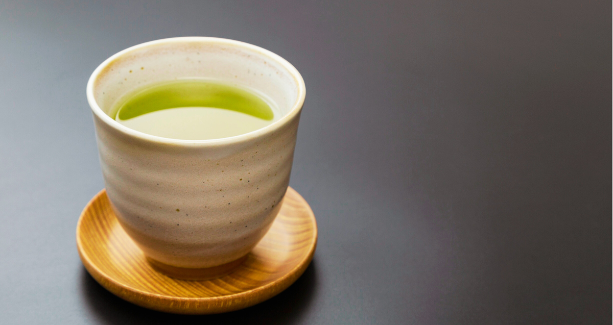 Vibrant Green Japanese Sencha Green Tea in a Japanese Yunomi Cup