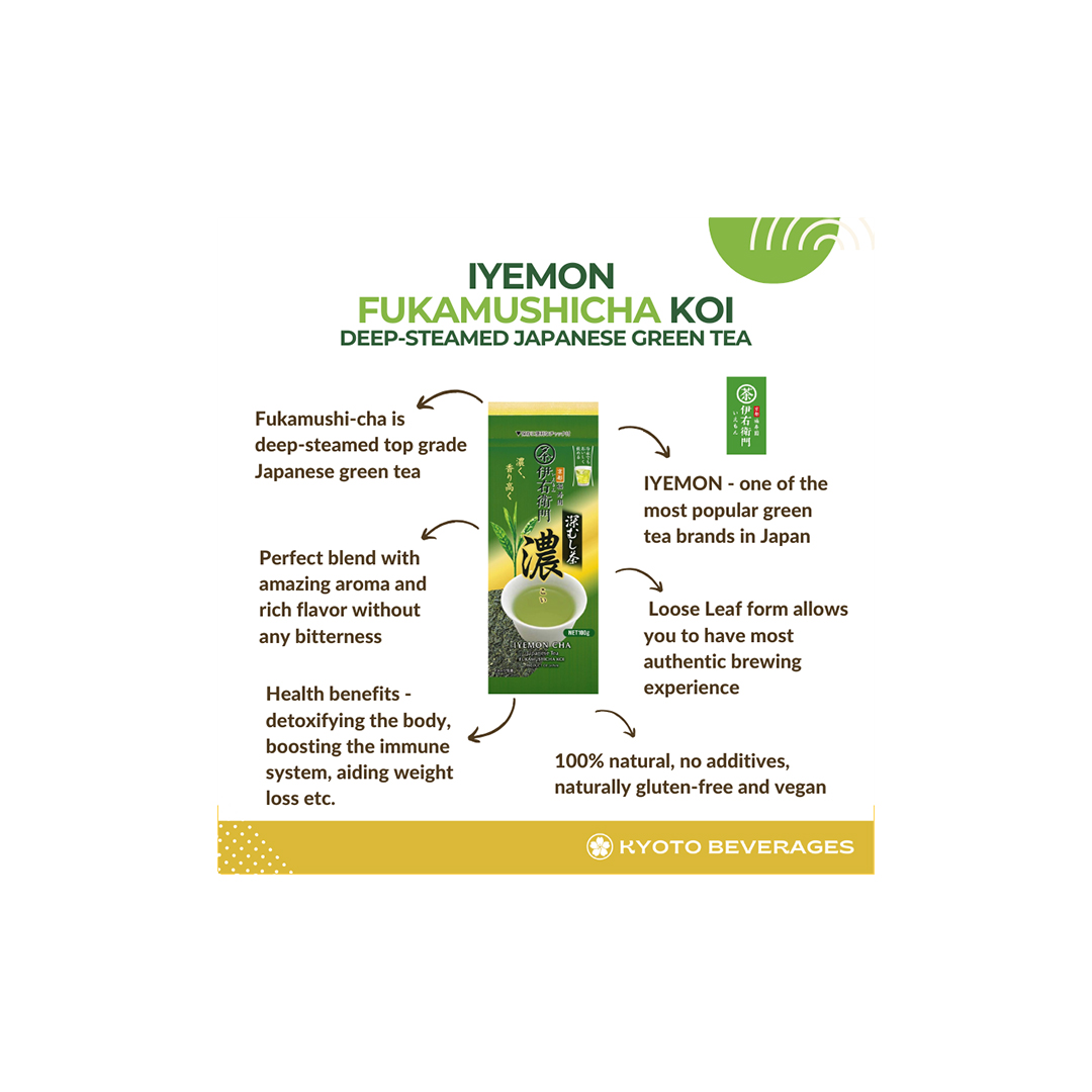 IYEMON Fukamushicha Koi Deep-Steamed Premium Japanese Green Tea